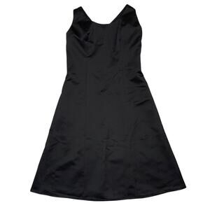 David's Bridal 4 bridesmaid prom formal gown dress Halter Satin Black short NEW